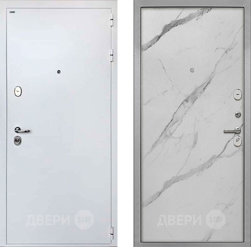 Входная металлическая Дверь Интекрон (INTECRON) Колизей White Гладкая Мрамор натуральный арктик в Троицк