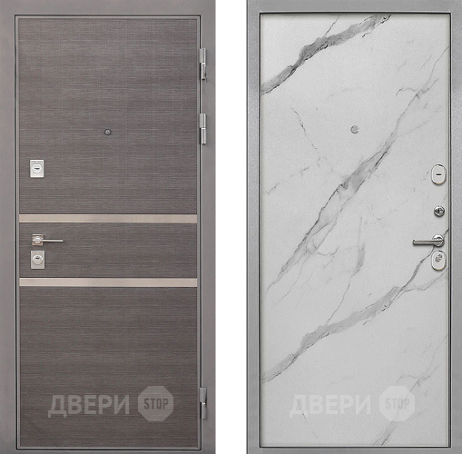 Входная металлическая Дверь Интекрон (INTECRON) Неаполь Гладкая Мрамор натуральный арктик в Троицк