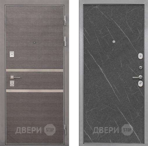 Входная металлическая Дверь Интекрон (INTECRON) Неаполь Гладкая Гранит лава оникс в Троицк