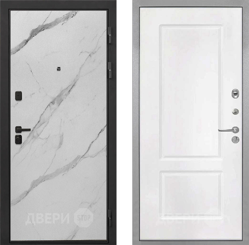 Входная металлическая Дверь Интекрон (INTECRON) Профит Black Мрамор Арктик КВ-2 Белый матовый в Троицк