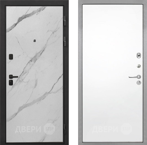 Входная металлическая Дверь Интекрон (INTECRON) Профит Black Мрамор Арктик Гладкая Силк Сноу в Троицк
