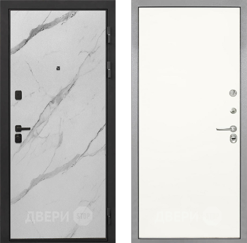 Входная металлическая Дверь Интекрон (INTECRON) Профит Black Мрамор Арктик Гладкая Слоновая кость в Троицк