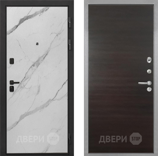 Входная металлическая Дверь Интекрон (INTECRON) Профит Black Мрамор Арктик Гладкая Эковенге поперечный в Троицк