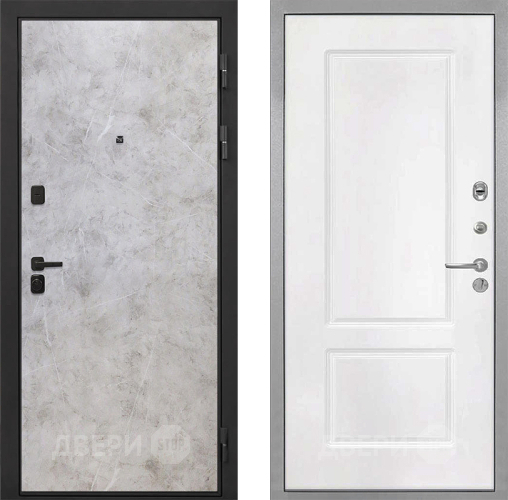 Входная металлическая Дверь Интекрон (INTECRON) Профит Black Мрамор Светлый КВ-2 Белый матовый в Троицк