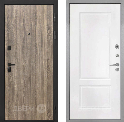 Входная металлическая Дверь Интекрон (INTECRON) Профит Black Дуб Турин КВ-2 Белый матовый в Троицк