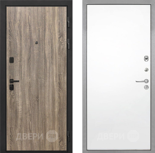 Входная металлическая Дверь Интекрон (INTECRON) Профит Black Дуб Турин Гладкая Силк Сноу в Троицк