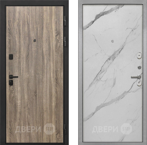Входная металлическая Дверь Интекрон (INTECRON) Профит Black Дуб Турин Гладкая Мрамор натуральный арктик в Троицк