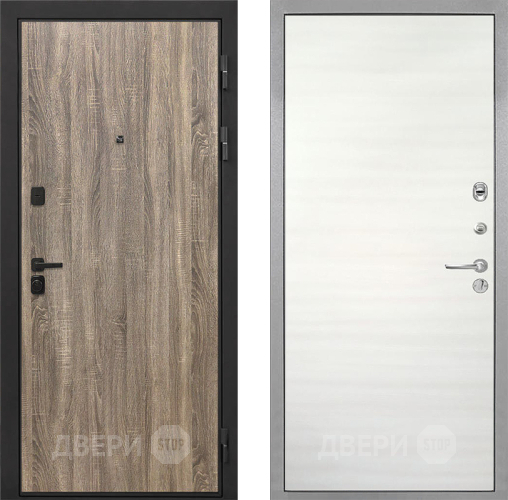 Входная металлическая Дверь Интекрон (INTECRON) Профит Black Дуб Турин Гладкая Дуб сильвер поперечный в Троицк