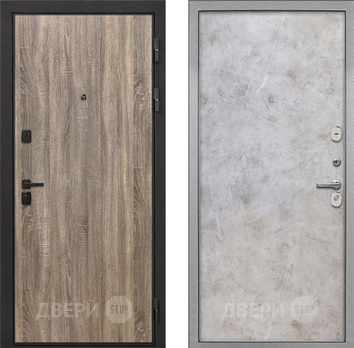 Входная металлическая Дверь Интекрон (INTECRON) Профит Black Дуб Турин Гладкая Мрамор светлый в Троицк