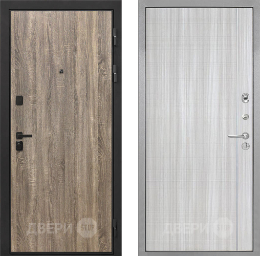 Входная металлическая Дверь Интекрон (INTECRON) Профит Black Дуб Турин В-07 с молдингом Сандал белый в Троицк