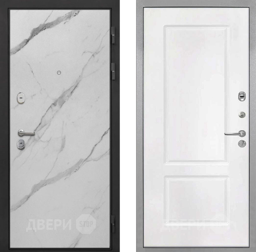 Входная металлическая Дверь Интекрон (INTECRON) Гектор Мрамор Арктик КВ-2 Белый матовый в Троицк