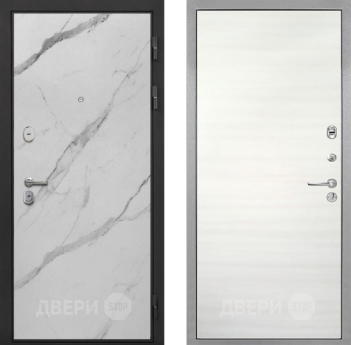 Входная металлическая Дверь Интекрон (INTECRON) Гектор Мрамор Арктик Гладкая Дуб сильвер поперечный в Троицк