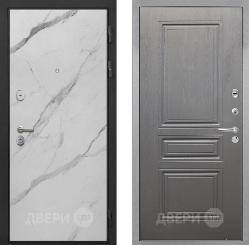 Входная металлическая Дверь Интекрон (INTECRON) Гектор Мрамор Арктик ФЛ-243 Графит вуд дуб в Троицк