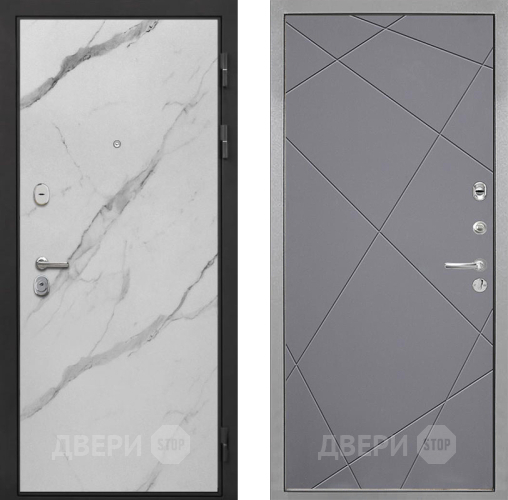 Входная металлическая Дверь Интекрон (INTECRON) Гектор Мрамор Арктик Лучи-М Графит софт в Троицк
