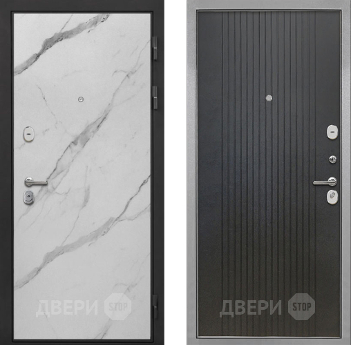 Входная металлическая Дверь Интекрон (INTECRON) Гектор Мрамор Арктик ФЛ-295 Лофт черный в Троицк