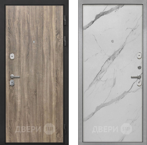 Входная металлическая Дверь Интекрон (INTECRON) Гектор Дуб Турин Гладкая Мрамор натуральный арктик в Троицк