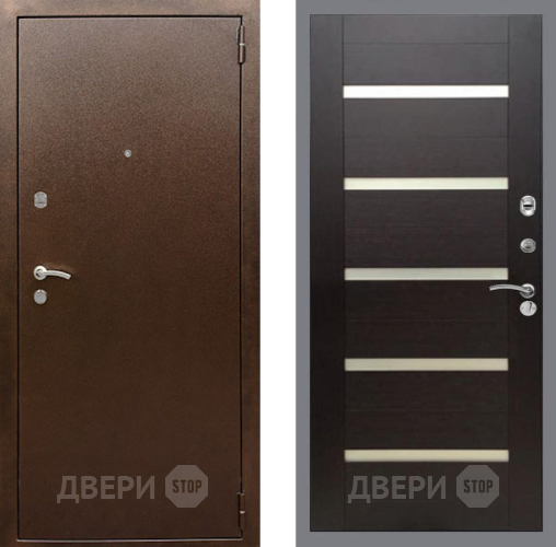 Входная металлическая Дверь Рекс (REX) 1А Медный Антик СБ-14 стекло белое венге поперечный в Троицк