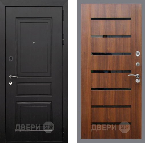 Входная металлическая Дверь Рекс (REX) 6 Венге СБ-14 стекло черное Орех бренди в Троицк