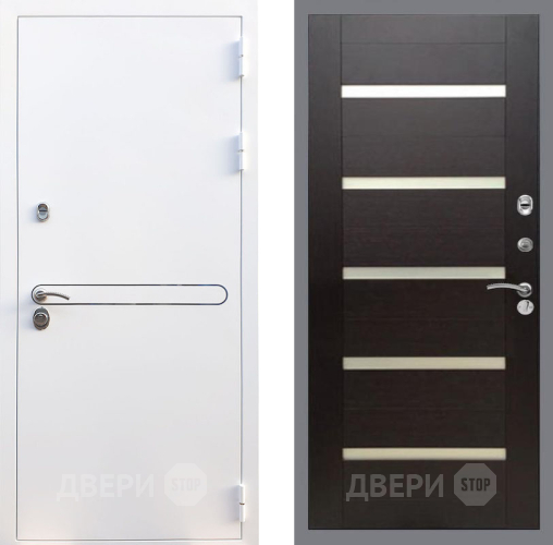 Входная металлическая Дверь Рекс (REX) 27 СБ-14 стекло белое венге поперечный в Троицк