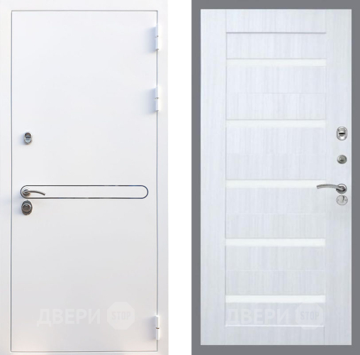 Входная металлическая Дверь Рекс (REX) 27 СБ-14 стекло белое Сандал белый в Троицк