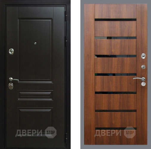Входная металлическая Дверь Рекс (REX) Премиум-Н СБ-14 стекло черное Орех бренди в Троицк