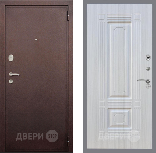 Входная металлическая Дверь Рекс (REX) 2 Медный Антик FL-2 Сандал белый в Троицк