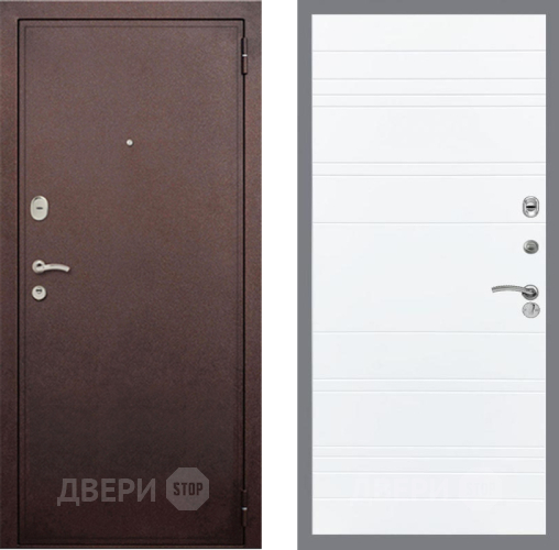 Входная металлическая Дверь Рекс (REX) 2 Медный Антик Line Силк Сноу в Троицк