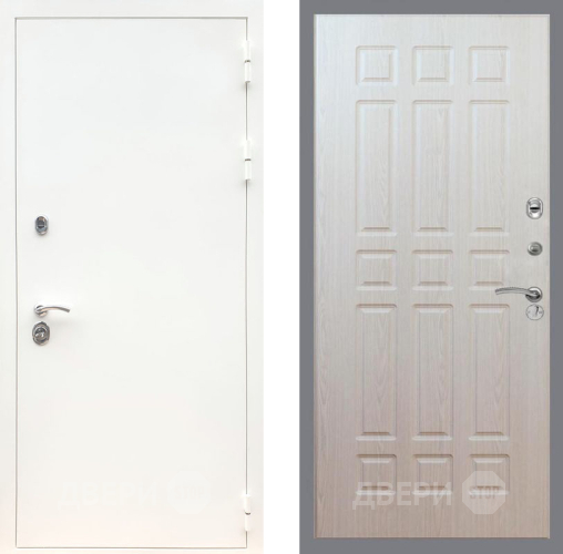 Входная металлическая Дверь Рекс (REX) 5 Белая Шагрень FL-33 Беленый дуб в Троицк