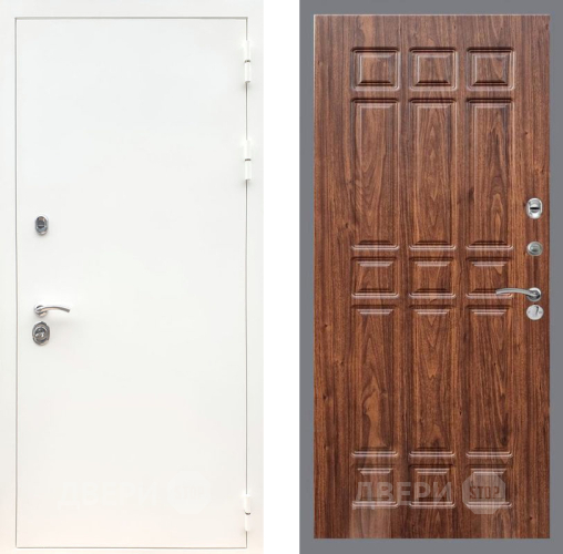 Входная металлическая Дверь Рекс (REX) 5 Белая Шагрень FL-33 орех тисненый в Троицк