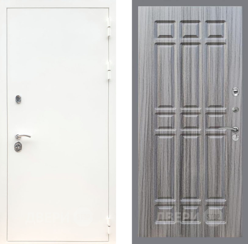 Входная металлическая Дверь Рекс (REX) 5 Белая Шагрень FL-33 Сандал грей в Троицк