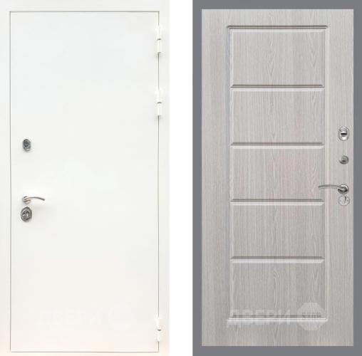 Входная металлическая Дверь Рекс (REX) 5 Белая Шагрень FL-39 Беленый дуб в Троицк