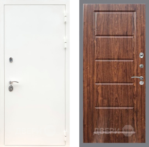 Входная металлическая Дверь Рекс (REX) 5 Белая Шагрень FL-39 орех тисненый в Троицк