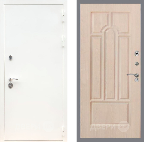 Входная металлическая Дверь Рекс (REX) 5 Белая Шагрень FL-58 Беленый дуб в Троицк