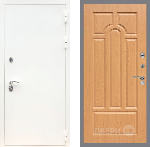 Входная металлическая Дверь Рекс (REX) 5 Белая Шагрень FL-58 Дуб в Троицк