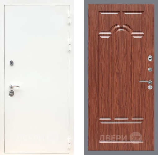 Входная металлическая Дверь Рекс (REX) 5 Белая Шагрень FL-58 орех тисненый в Троицк