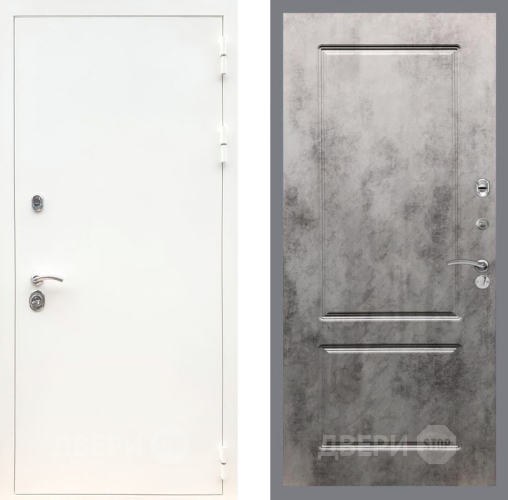 Входная металлическая Дверь Рекс (REX) 5 Белая Шагрень FL-117 Бетон темный в Троицк