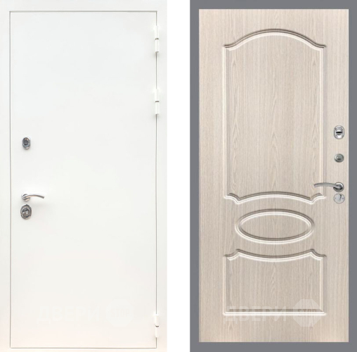 Входная металлическая Дверь Рекс (REX) 5 Белая Шагрень FL-128 Беленый дуб в Троицк