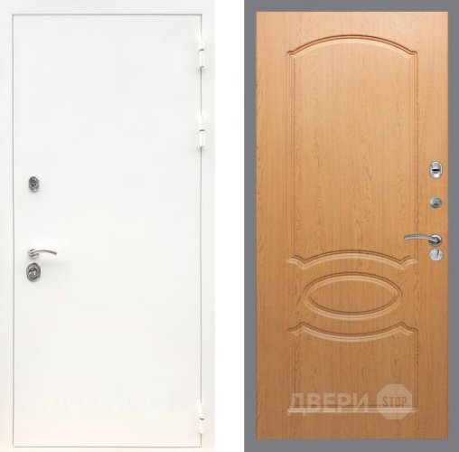 Входная металлическая Дверь Рекс (REX) 5 Белая Шагрень FL-128 Дуб в Троицк