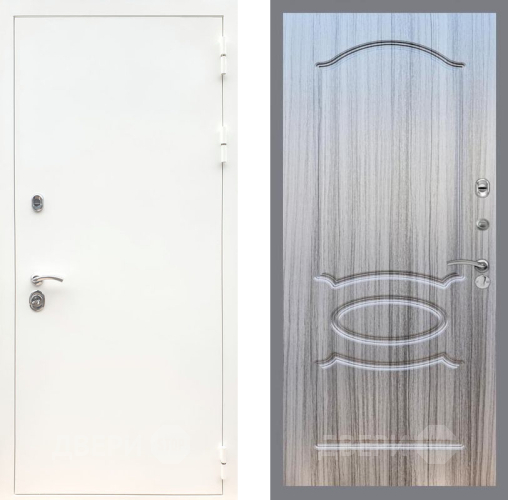 Входная металлическая Дверь Рекс (REX) 5 Белая Шагрень FL-128 Сандал грей в Троицк