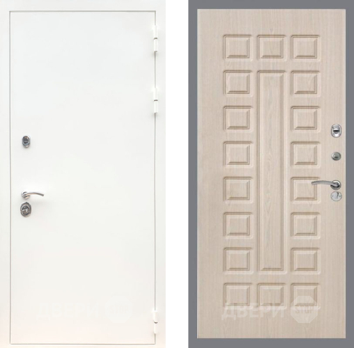 Входная металлическая Дверь Рекс (REX) 5 Белая Шагрень FL-183 Беленый дуб в Троицк