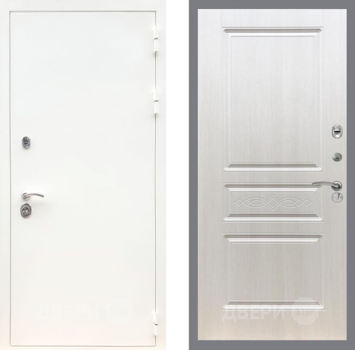 Входная металлическая Дверь Рекс (REX) 5 Белая Шагрень FL-243 Лиственница беж в Троицк