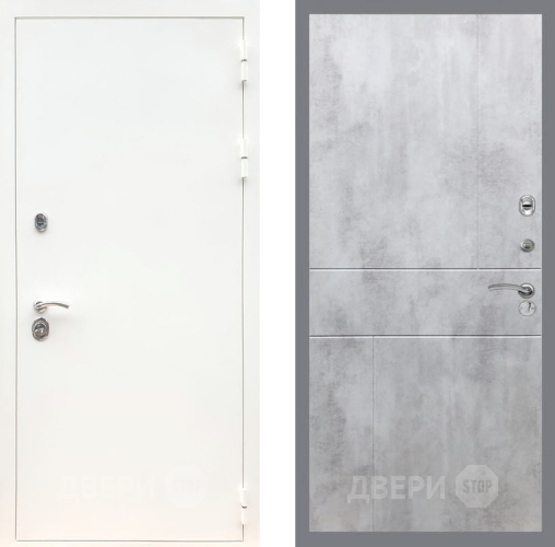 Дверь Рекс (REX) 5 Белая Шагрень FL-290 Бетон светлый в Троицк