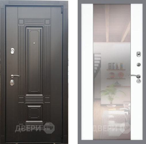 Входная металлическая Дверь Рекс (REX) 9 СБ-16 Зеркало Силк Сноу в Троицк