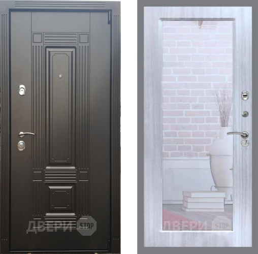 Входная металлическая Дверь Рекс (REX) 9 Зеркало Пастораль Сандал белый в Троицк