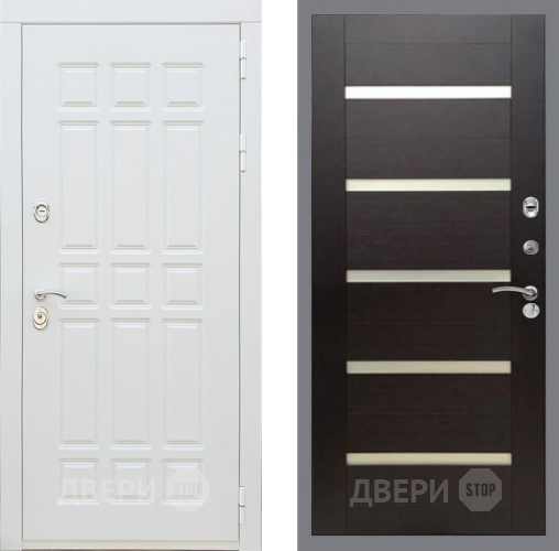 Входная металлическая Дверь Рекс (REX) 8 Силк Сноу СБ-14 стекло белое венге поперечный в Троицк