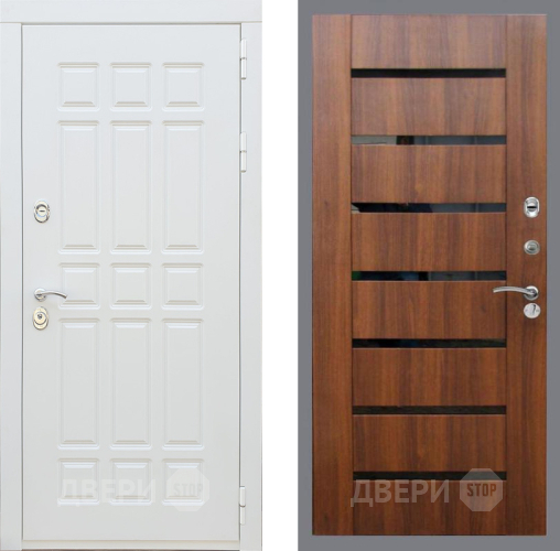 Входная металлическая Дверь Рекс (REX) 8 Силк Сноу СБ-14 стекло черное Орех бренди в Троицк