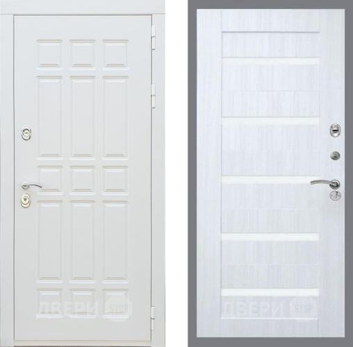 Входная металлическая Дверь Рекс (REX) 8 Силк Сноу СБ-14 стекло белое Сандал белый в Троицк