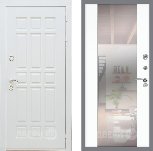 Входная металлическая Дверь Рекс (REX) 8 Силк Сноу СБ-16 Зеркало Силк Сноу в Троицк