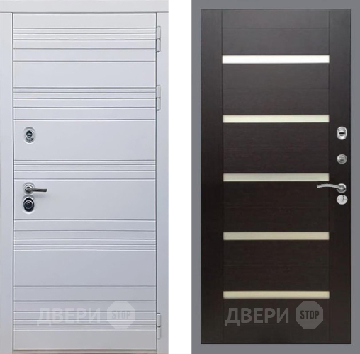 Входная металлическая Дверь Рекс (REX) 14 Силк Сноу СБ-14 стекло белое венге поперечный в Троицк