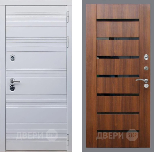 Входная металлическая Дверь Рекс (REX) 14 Силк Сноу СБ-14 стекло черное Орех бренди в Троицк